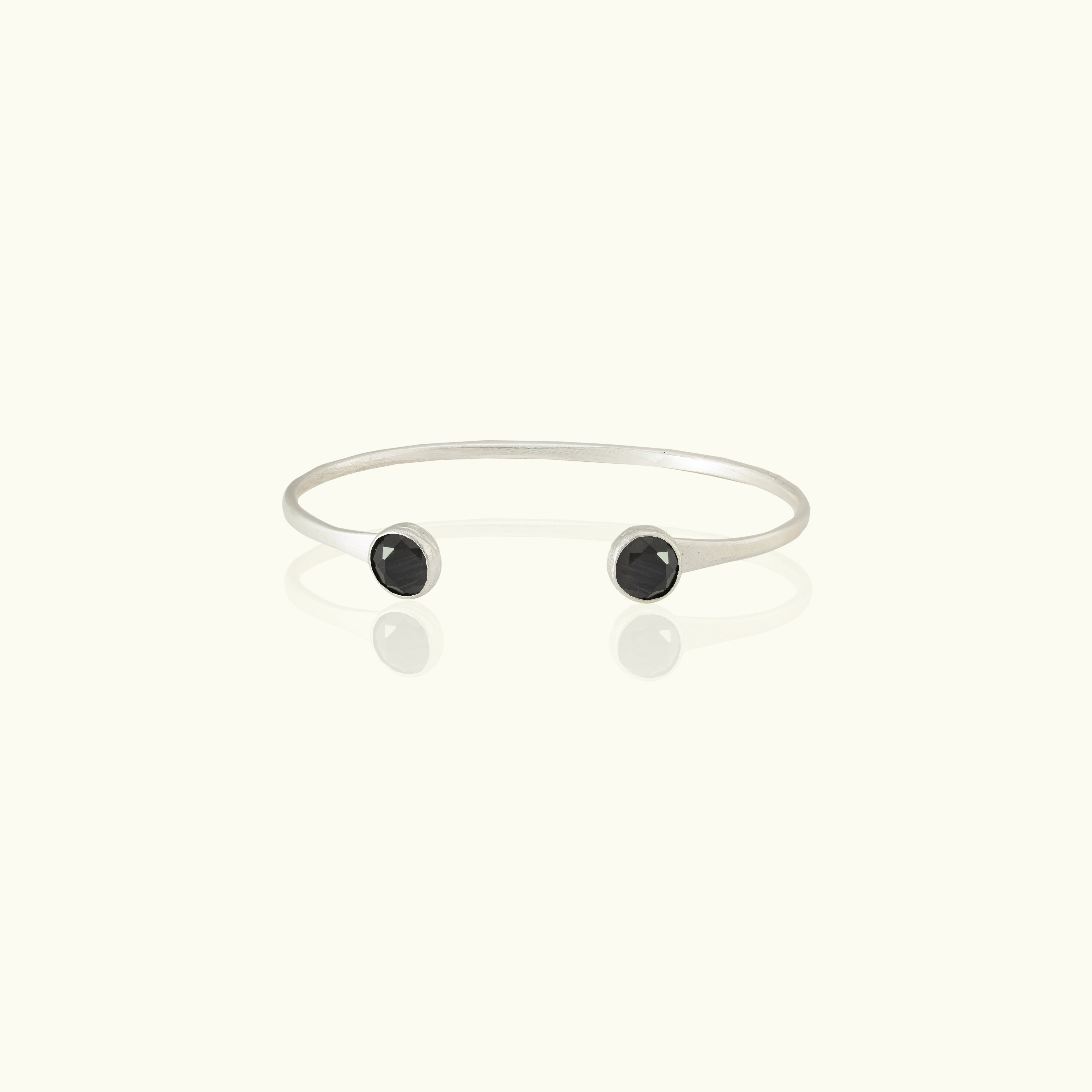 Circle Stone Silver Flex Cuff