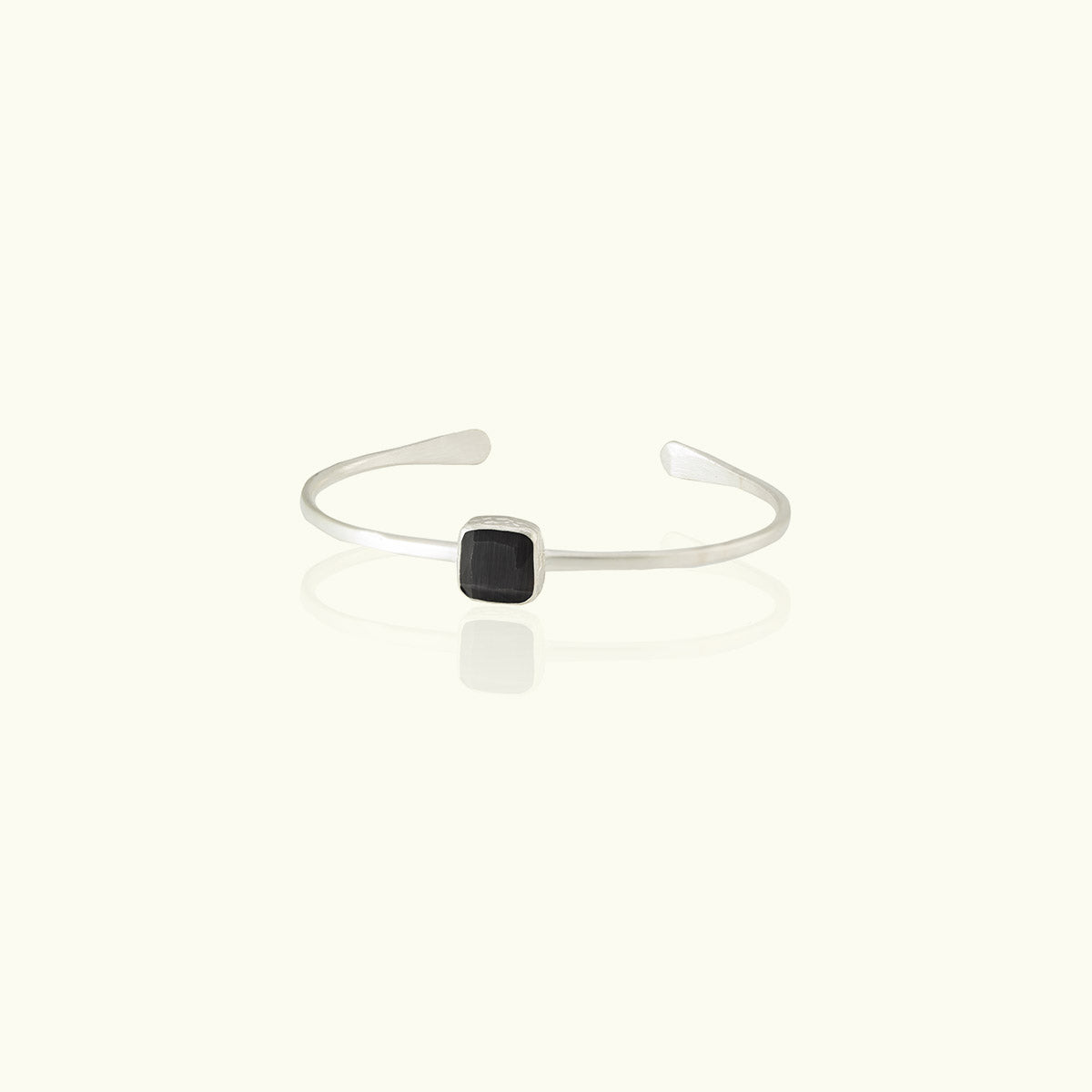 Square Stone Silver Cuff