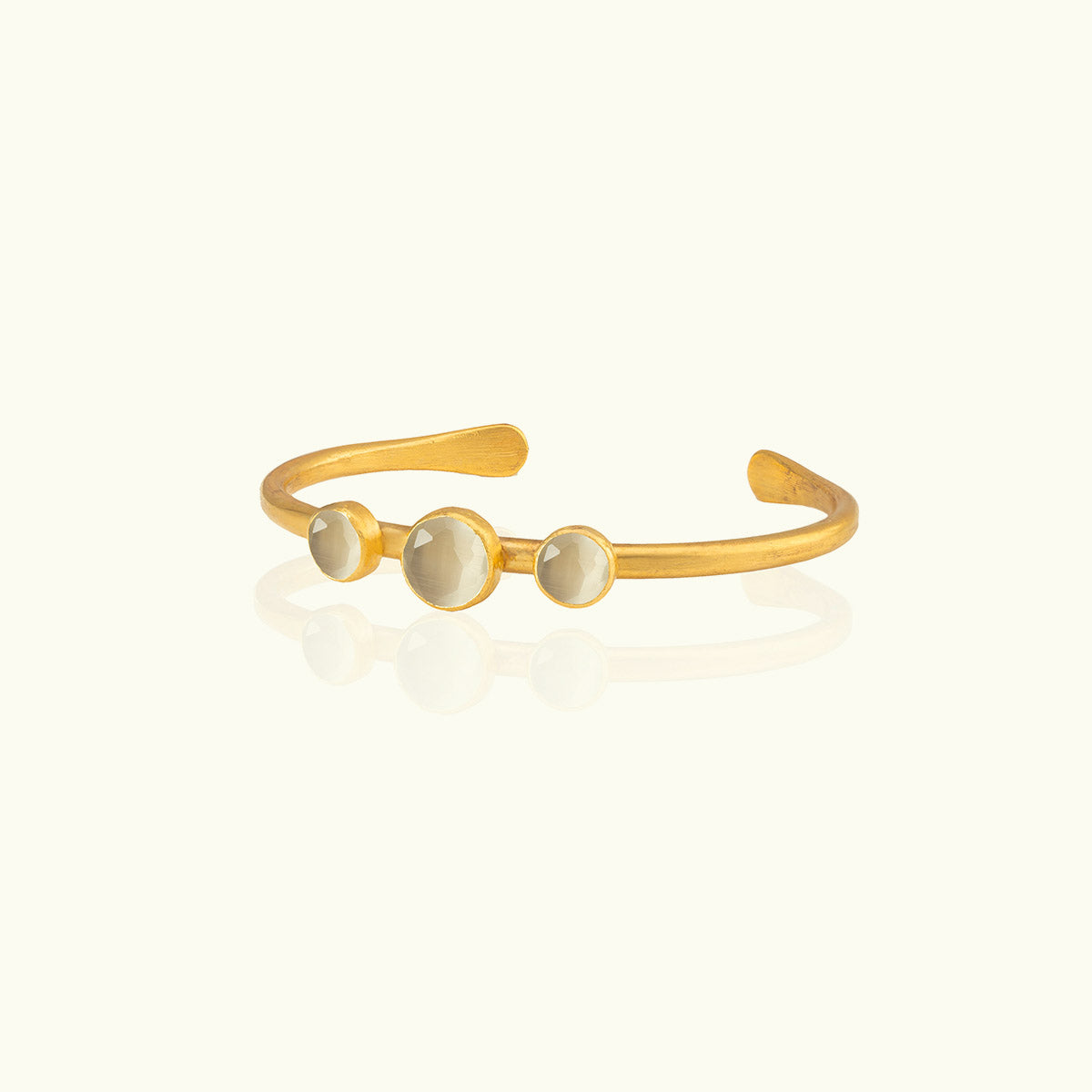 Three Stone Gold Thin Cuff