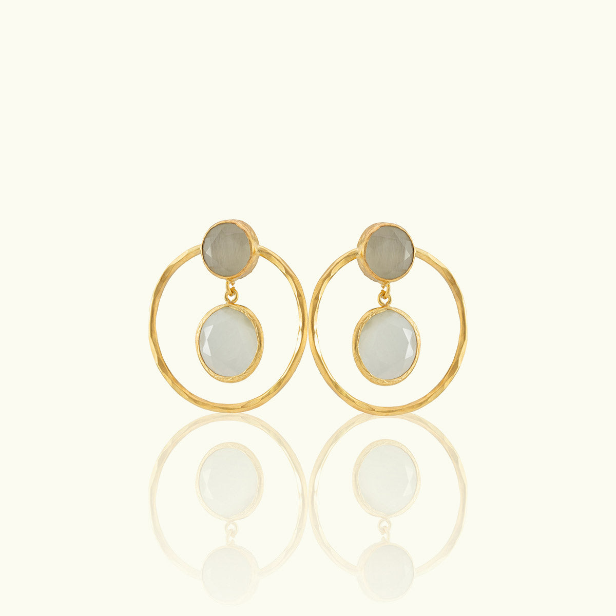 Double Frame Circle Gold Earrings