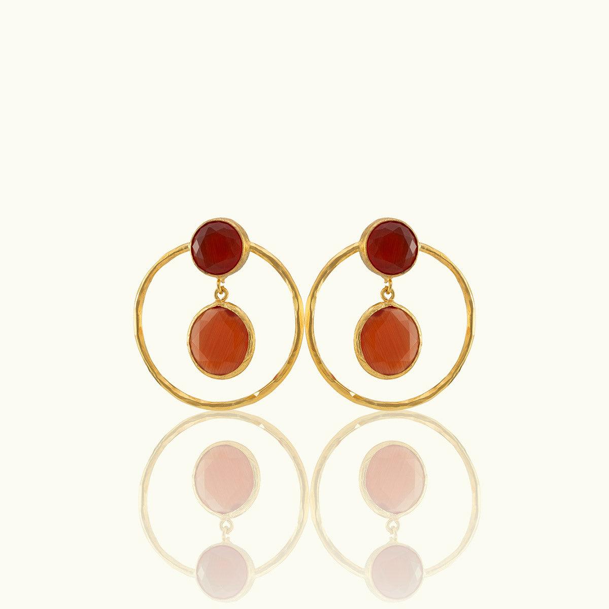 Double Frame Circle Gold Earrings