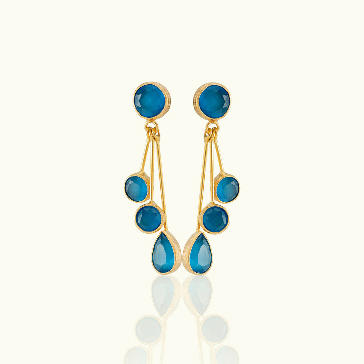 Quadruple Stone Gold Soho Drop Earrings