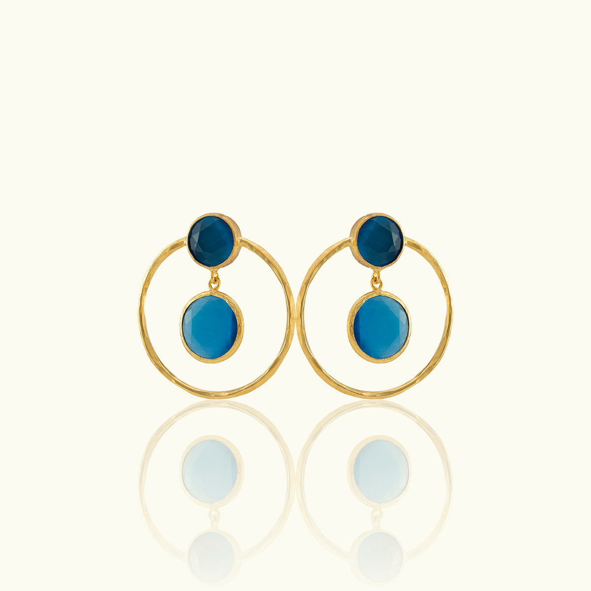 Double Frame Circle Gold Earrings