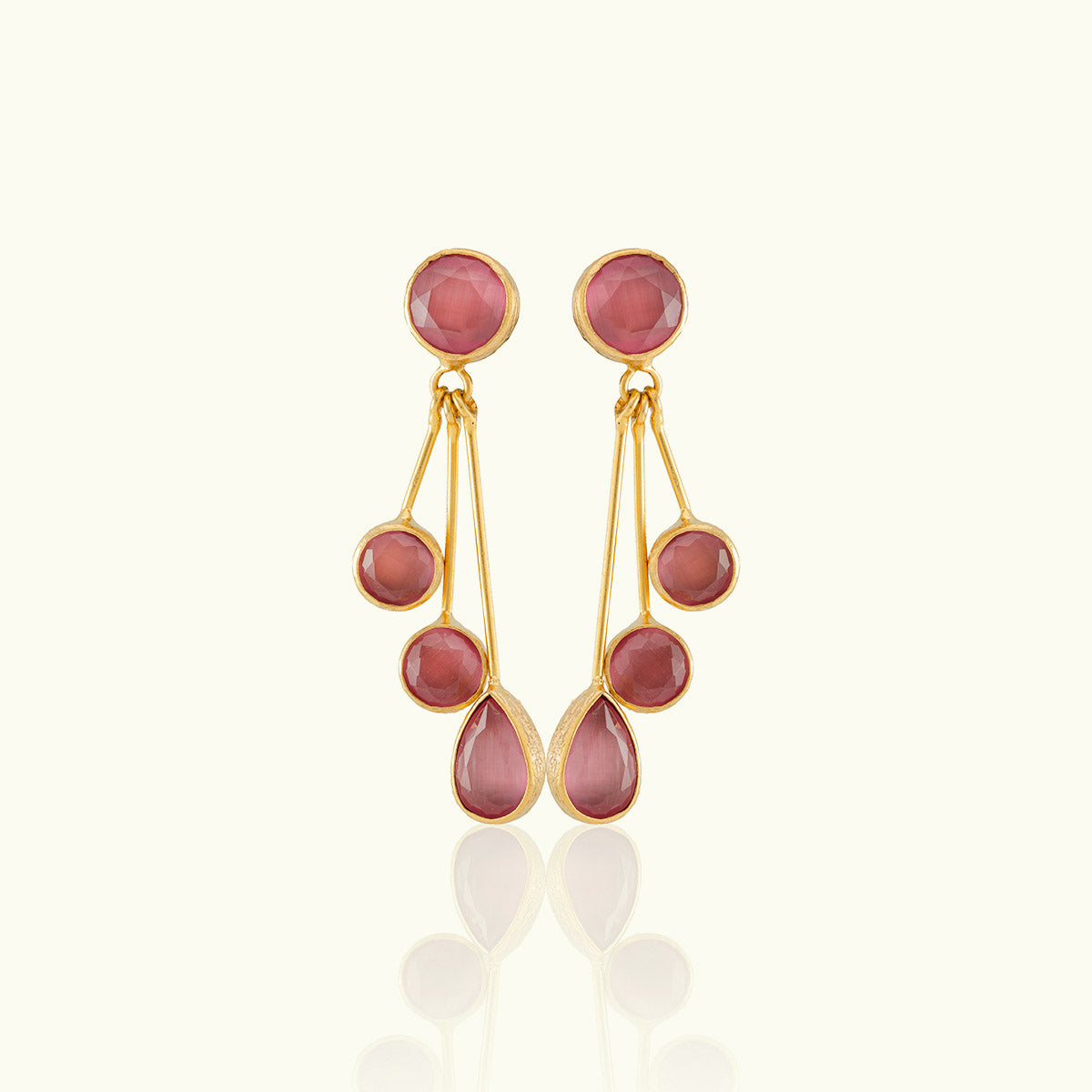 Quadruple Stone Gold Soho Drop Earrings