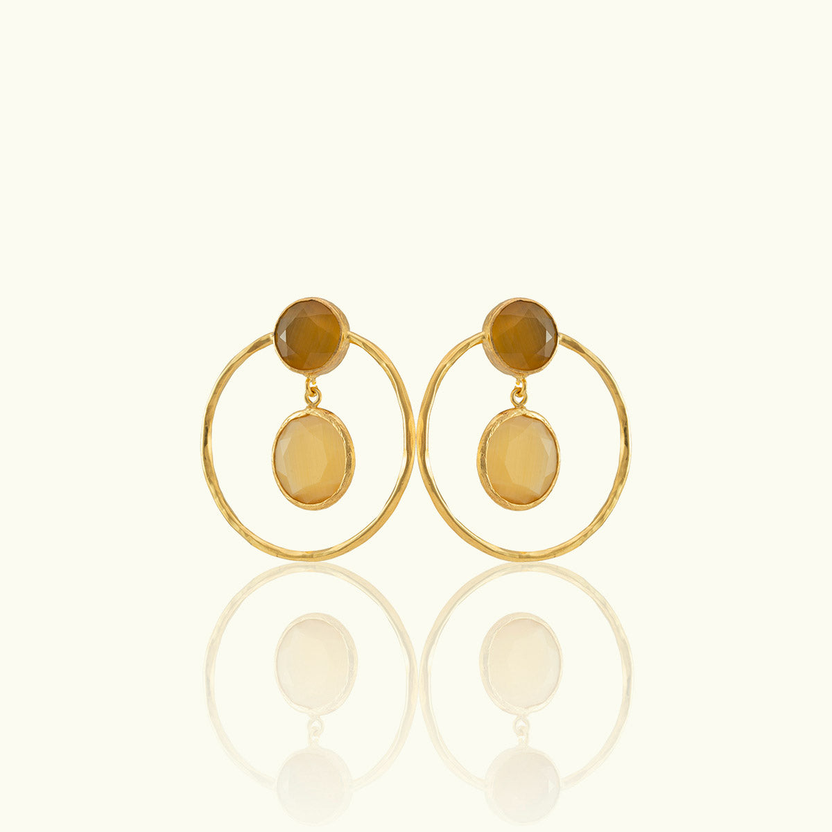 Double Frame Circle Gold Earrings