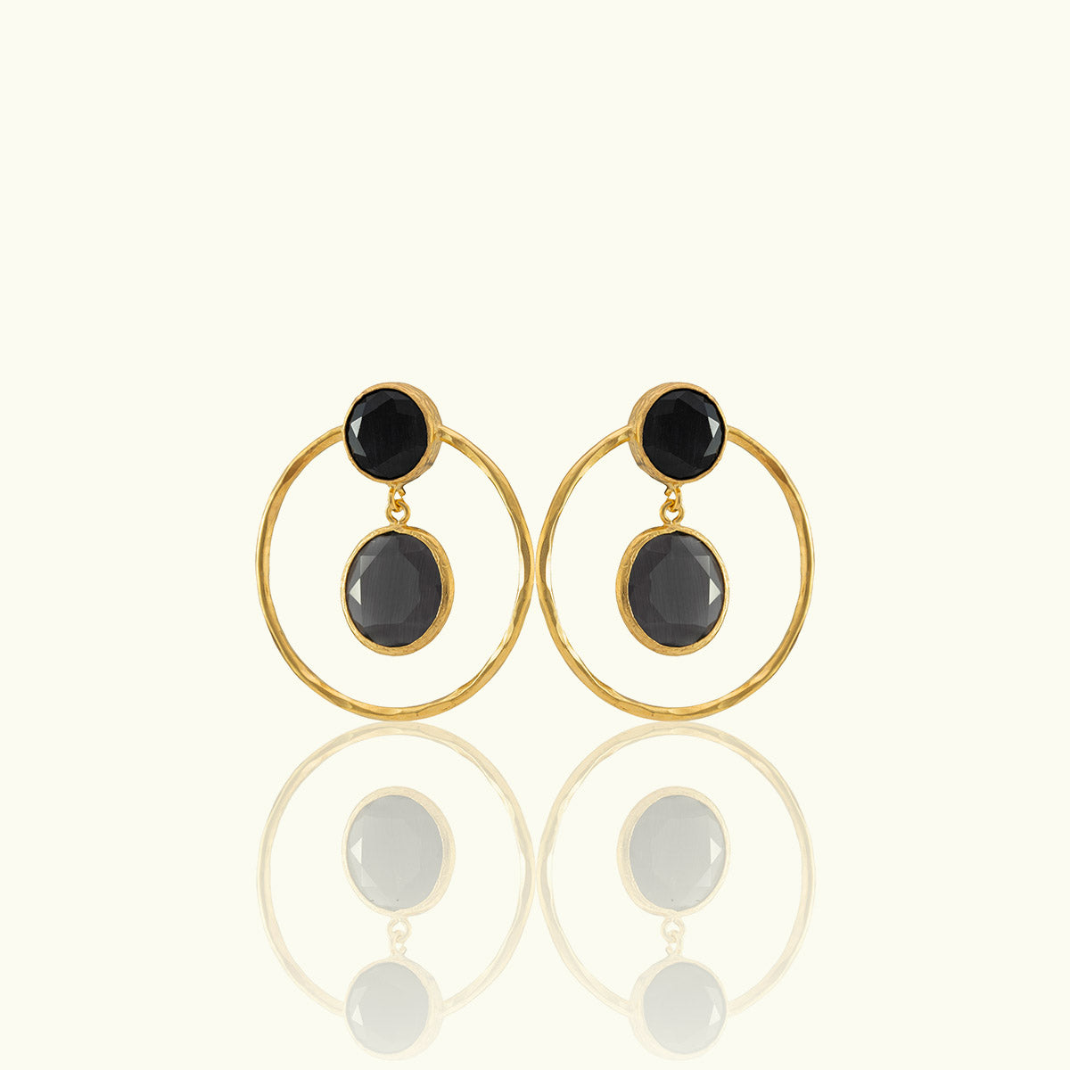 Double Frame Circle Gold Earrings