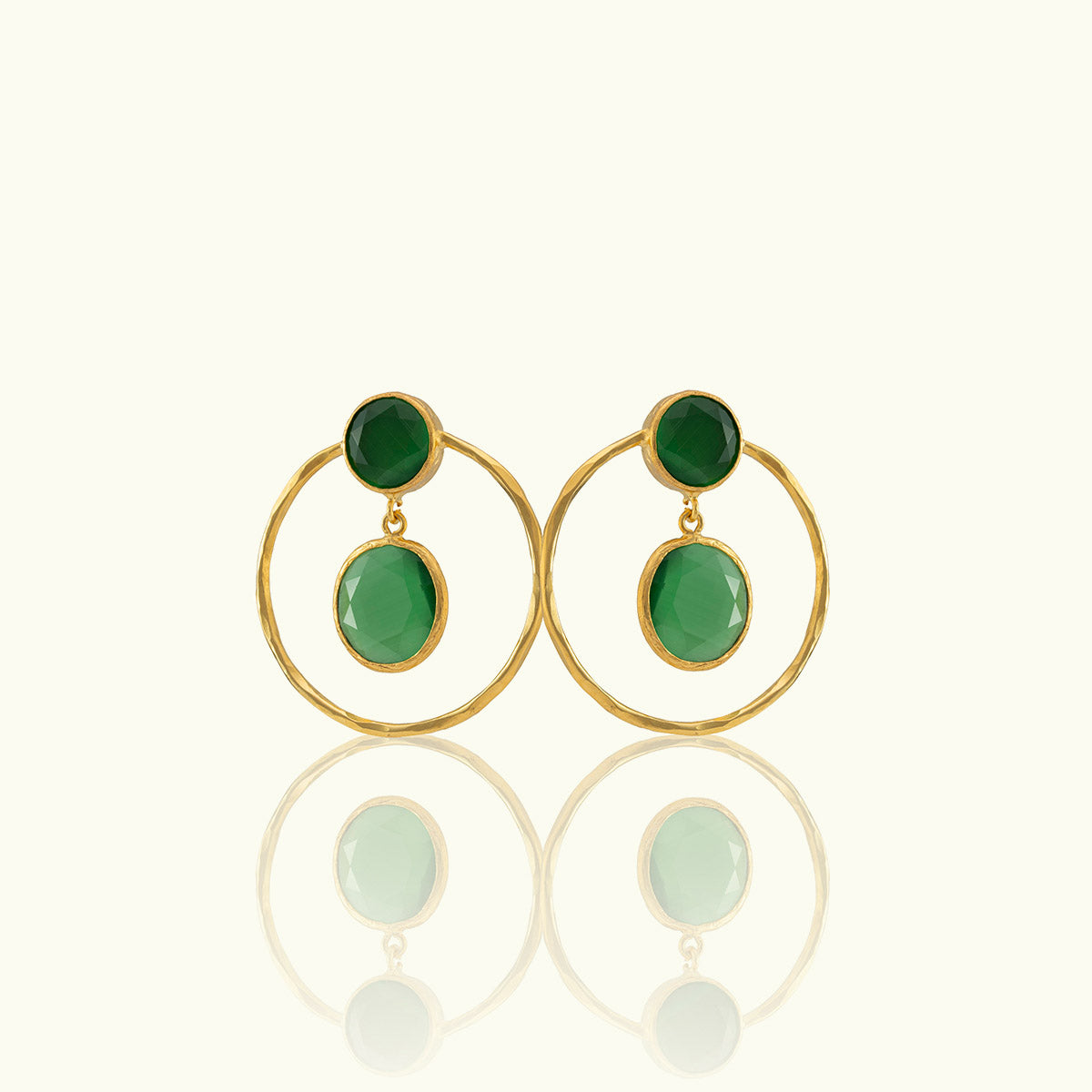 Double Frame Circle Gold Earrings