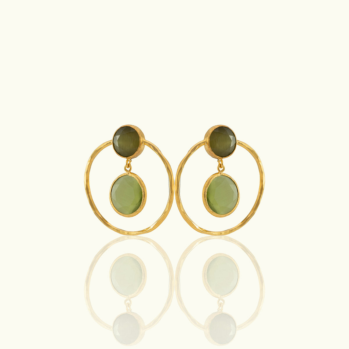 Double Frame Circle Gold Earrings