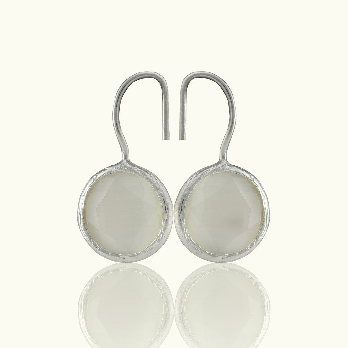 Single Stone Circle Silver Earrings