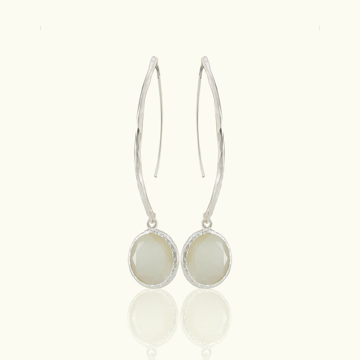 Single Circle Drop Silver Hoops