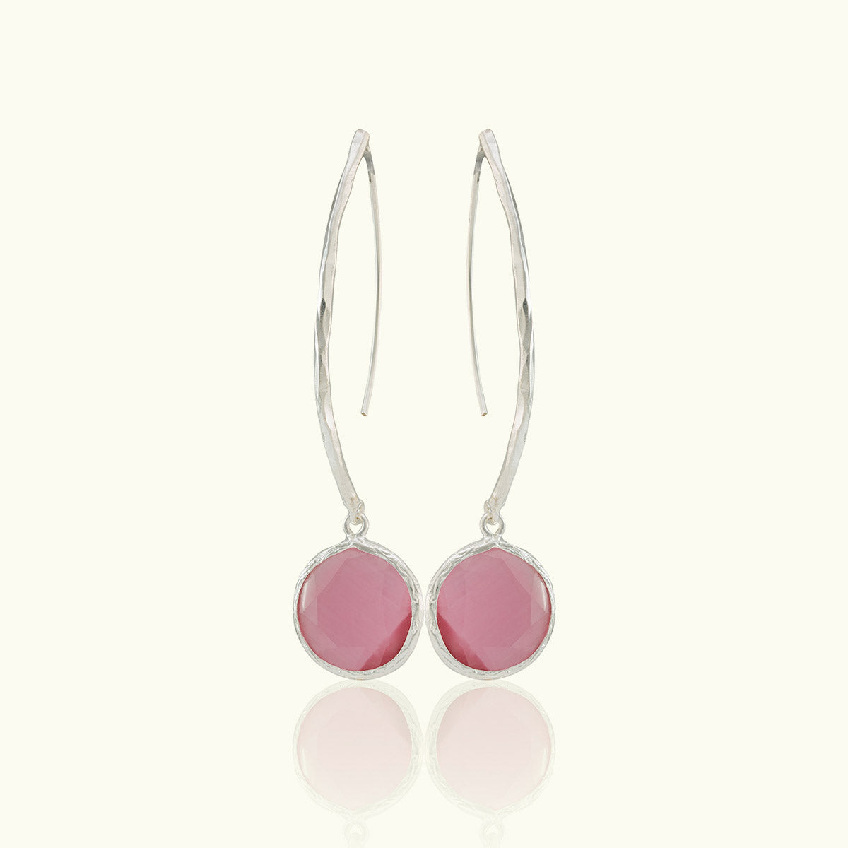 Single Circle Drop Silver Hoops