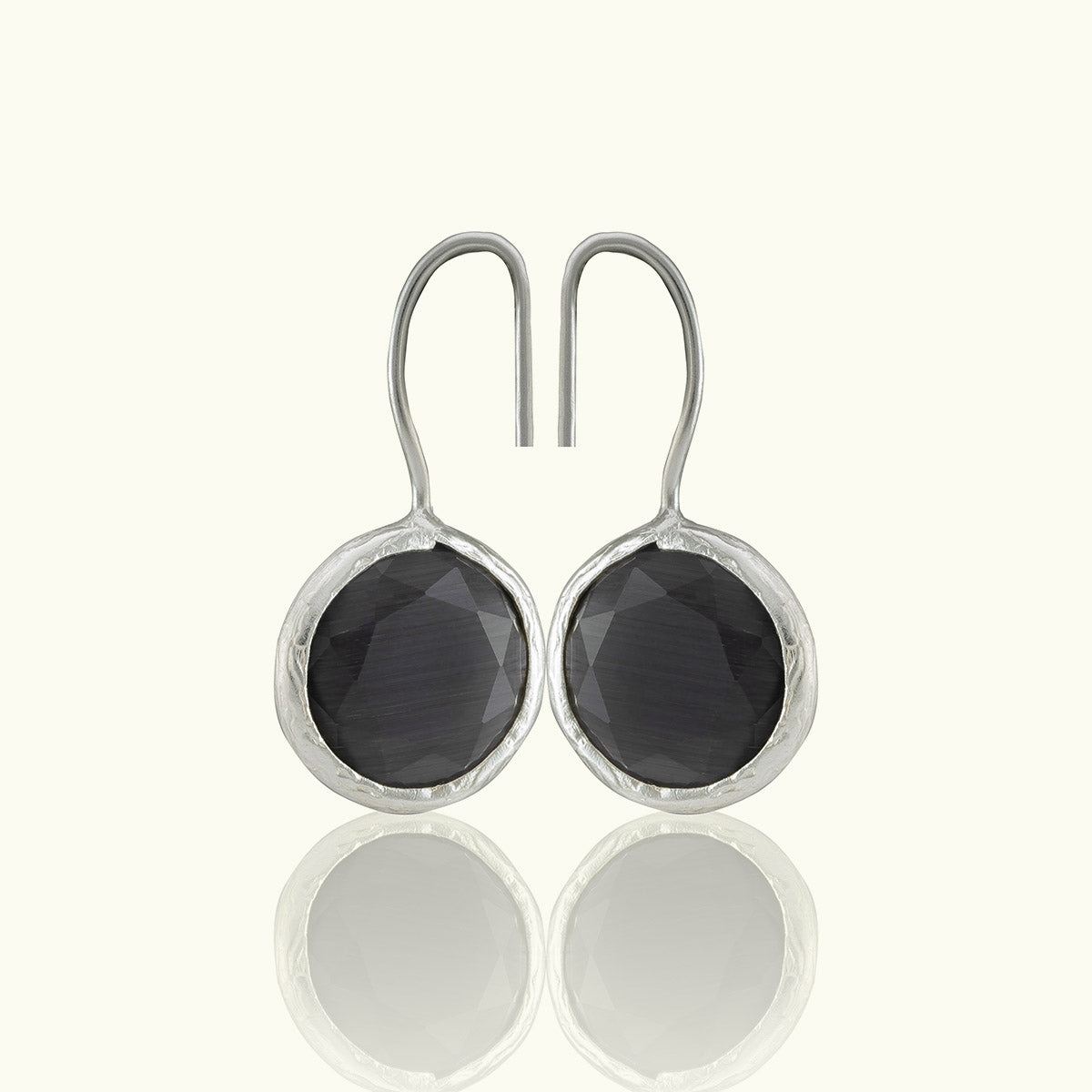 Single Stone Circle Silver Earrings