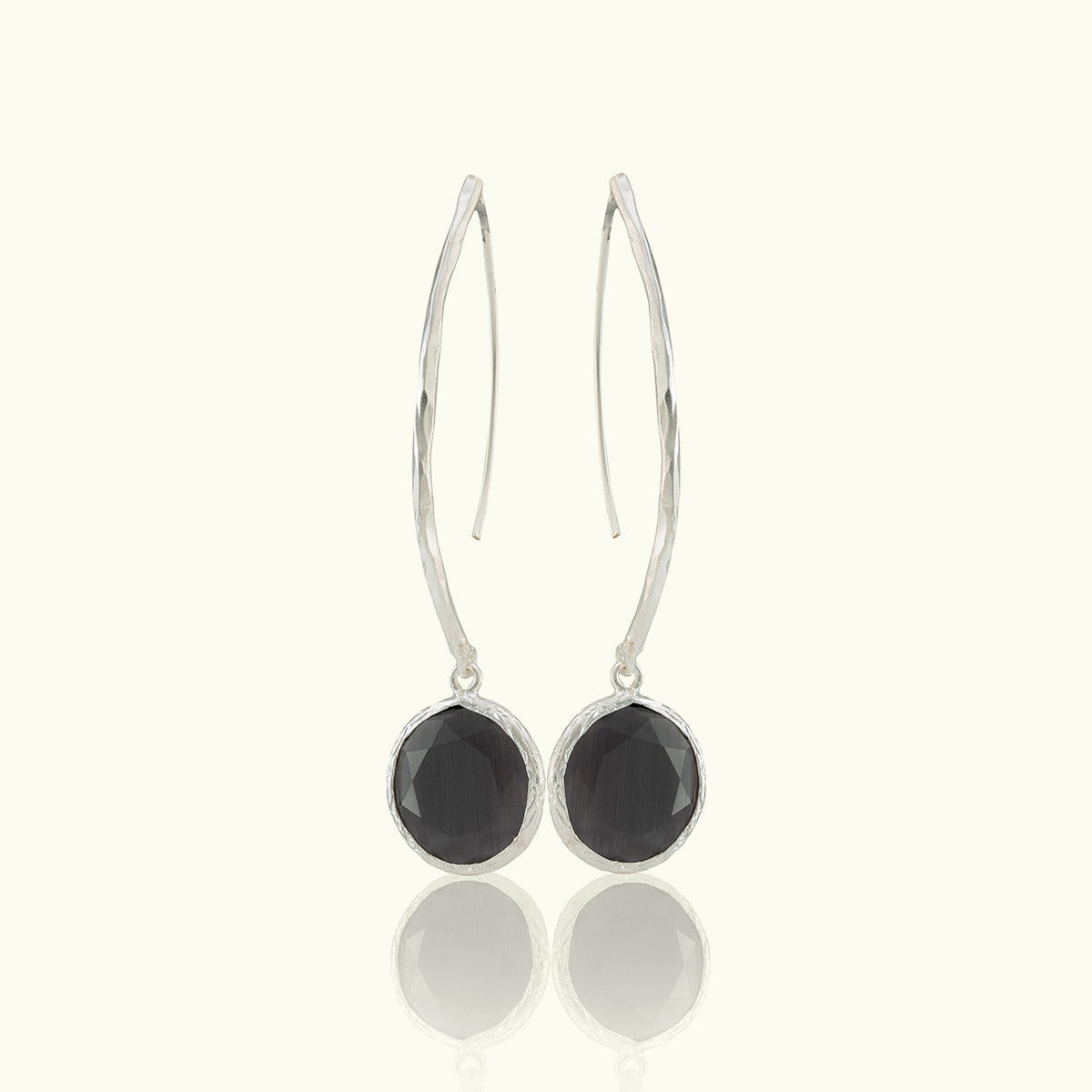 Single Circle Drop Silver Hoops